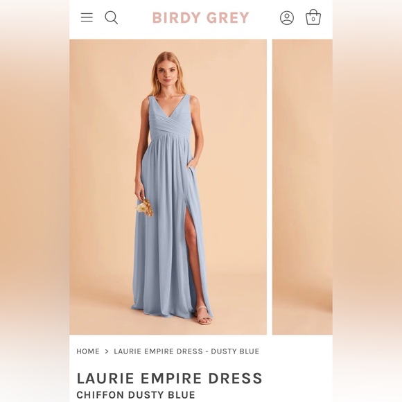 LAURIE EMPIRE DRESS CHIFFON DUSTY BLUE - Picture 2 of 5